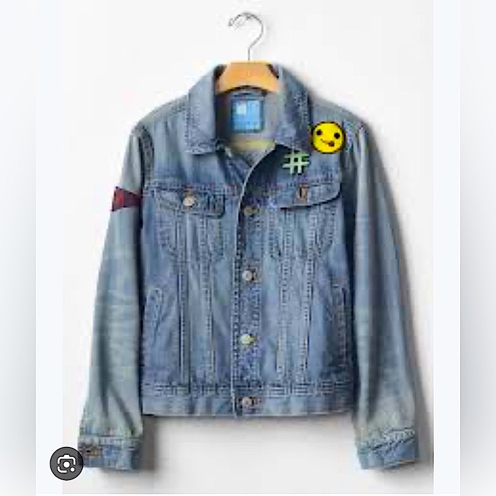 Gap Kids x Ellen Degeneres Denim Jacket w/Patches Size Large Medium Wash